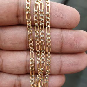 14kt real gold Figaro daimond cut chain 24 inches